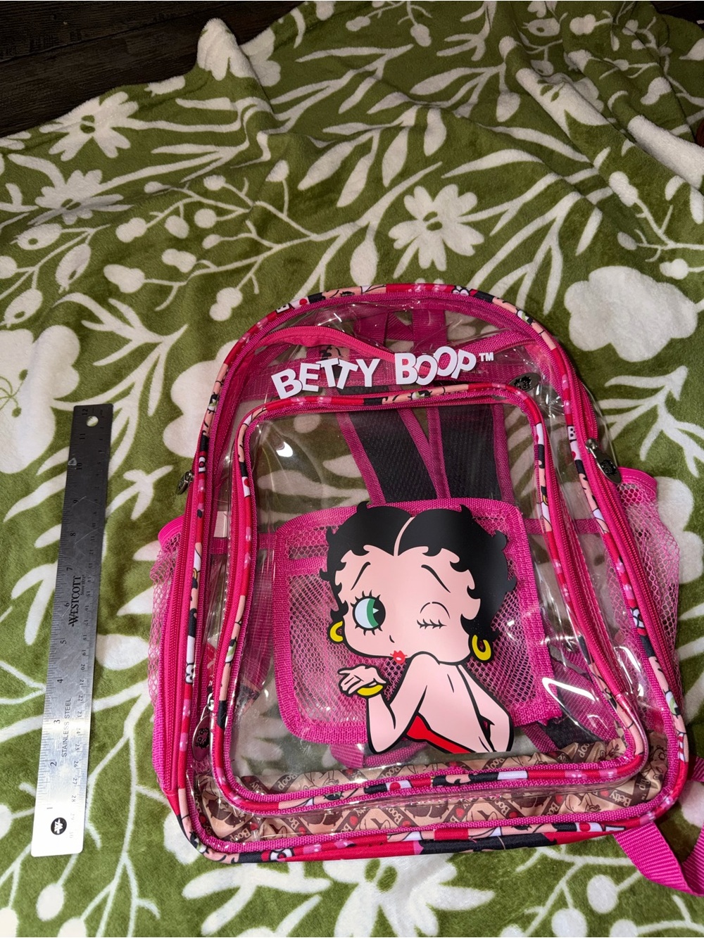Betty Boop Hot Pink Clear Kids Backpack with Graphic